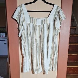 Casual Striped Button-Down Blouse